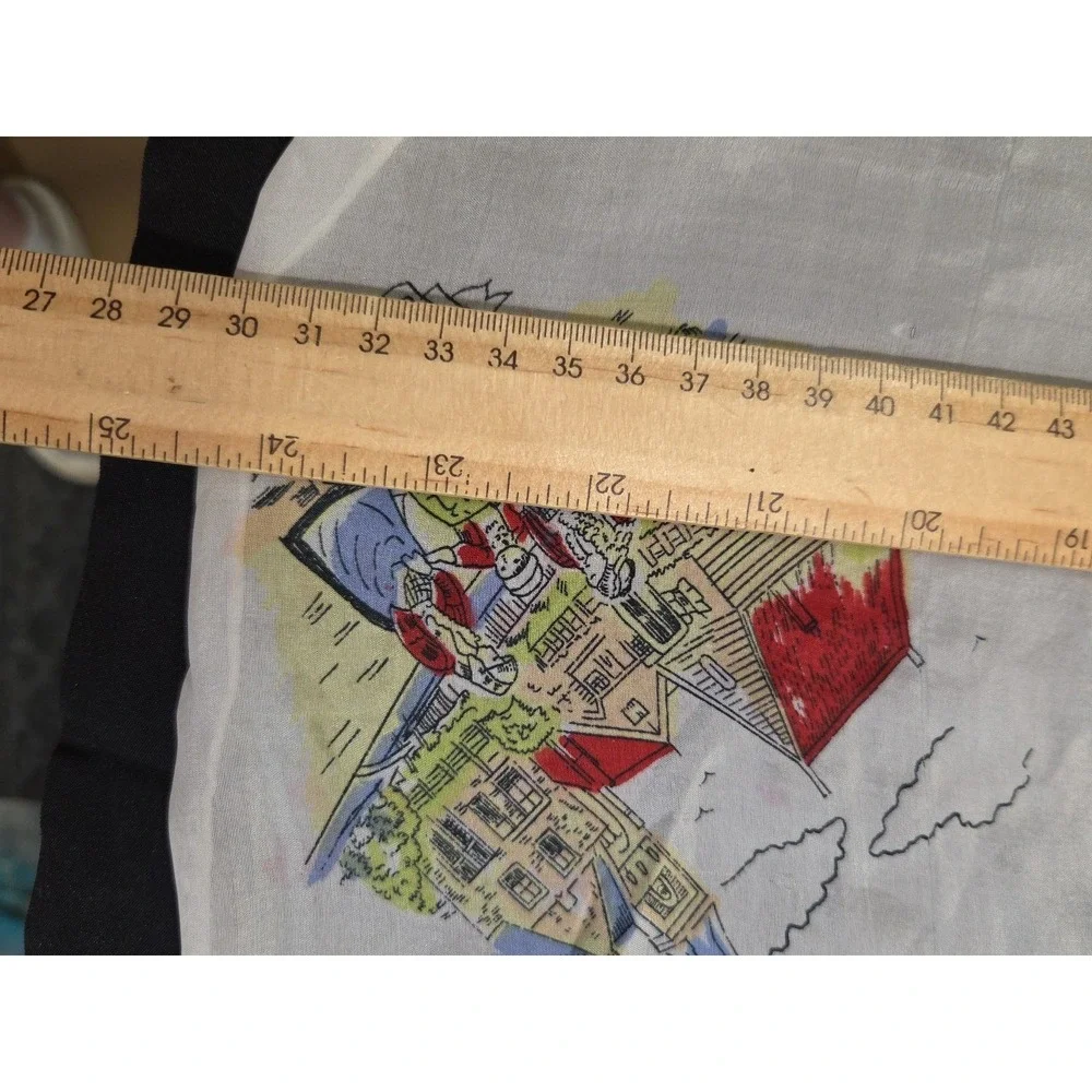 Vintage Souvenir Scarf Holland Windmill Dutch Landmarks Travel Collectible Retro